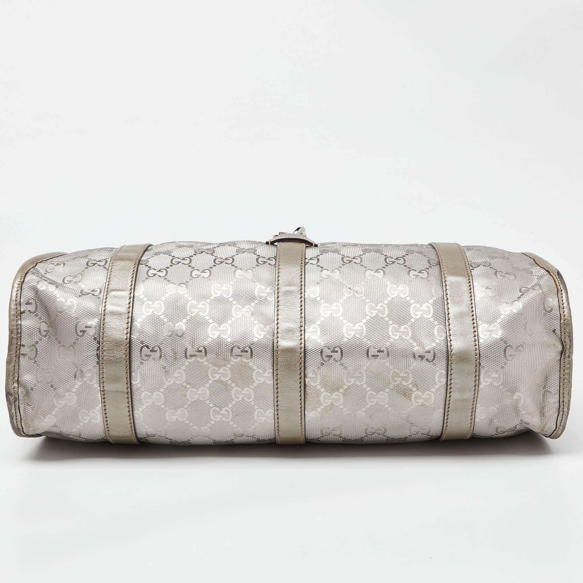 Gucci Silver GG Imprime Canvas and Leather Medium Joy Shoulder Bag For Sale 3