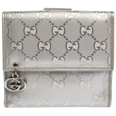 Gucci Silver GG Imprime Canvas French Wallet