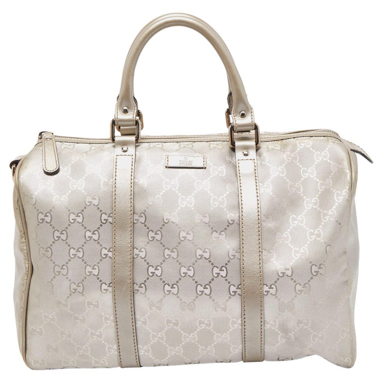 Gucci Silver GG Supreme Canvas Medium Joy Boston Bag For Sale at 1stDibs