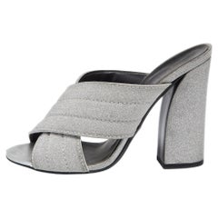 Gucci Silver Glitter Crisscross Mule Sandals Size 40