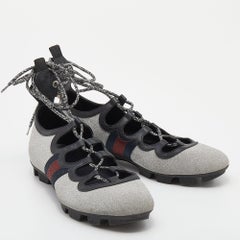 Gucci Silver Glitter Titan Web Studded Low Top Sneakers Size 39