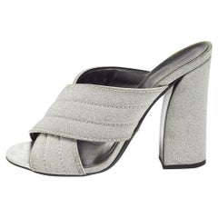 Gucci Sandalias Webby Slide Glitter Plata Talla 40
