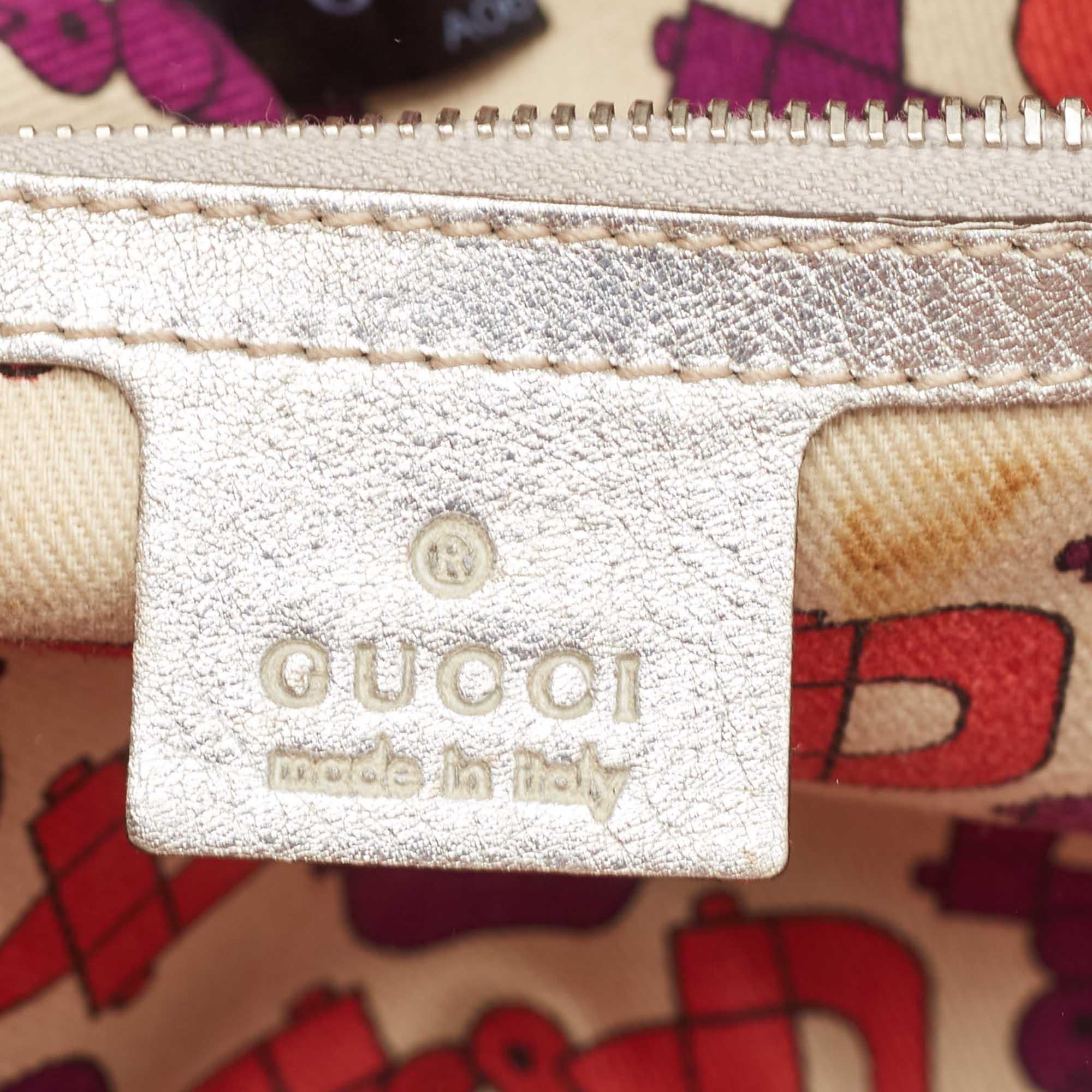 Gucci Silver Guccissima Leather Britt Boston Bag 5