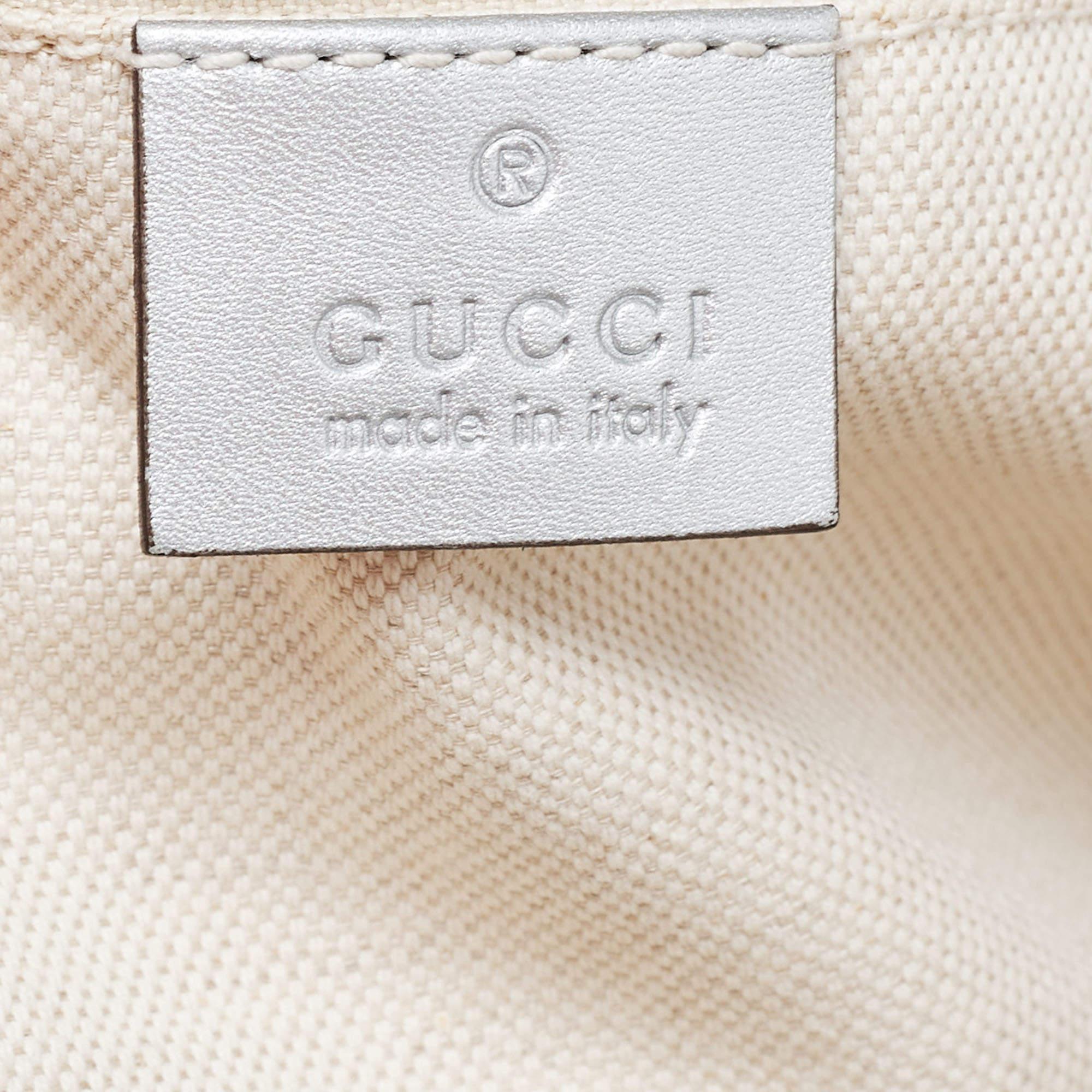 Gucci Silver Guccissima Leather Medium Sukey Tote For Sale 15