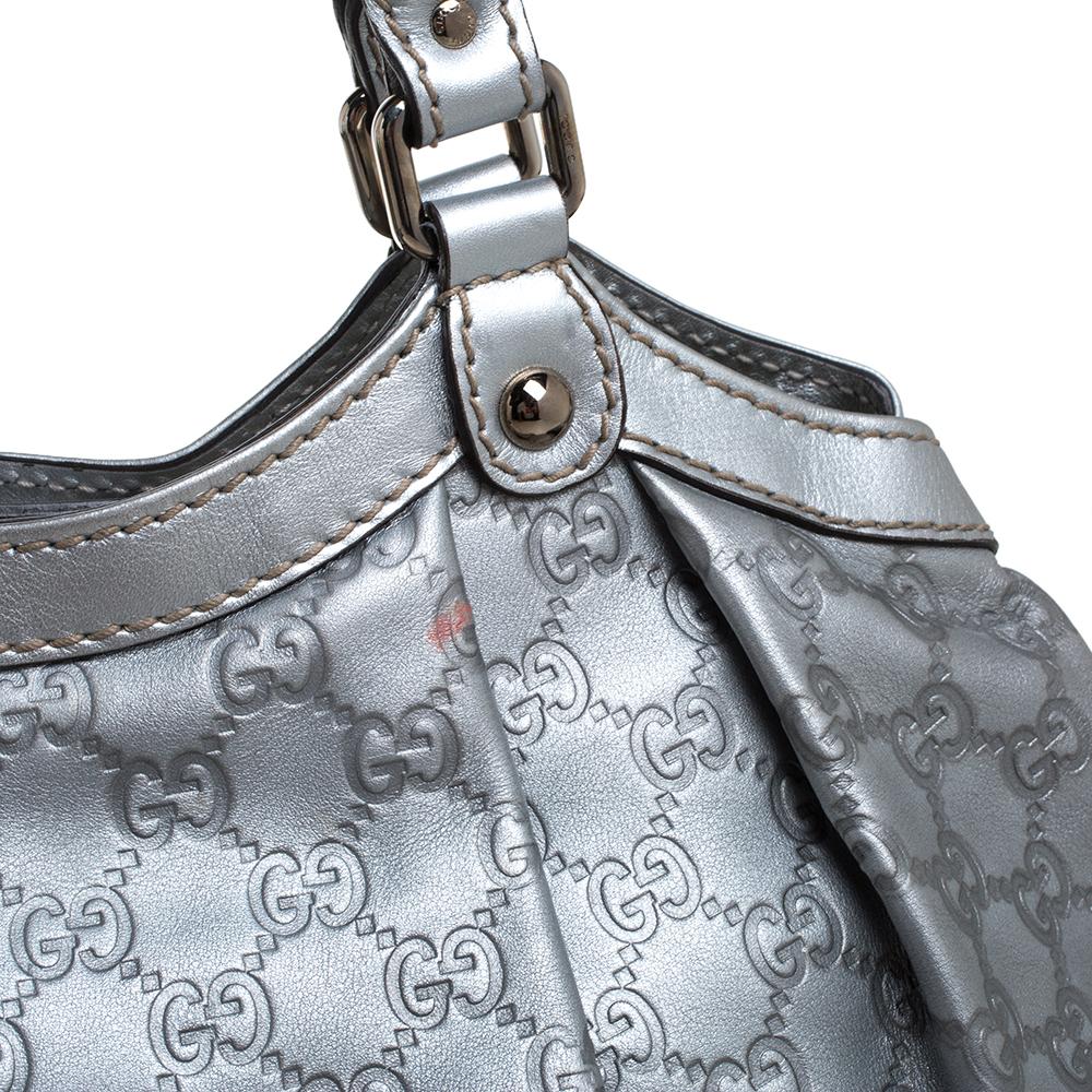 Gucci Silver Guccissima Leather Medium Sukey Tote 2