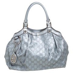 Gucci Silver Guccissima Leather Medium Sukey Tote