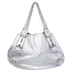Gucci Silver Guccissima Leather Pelham Shoulder Bag