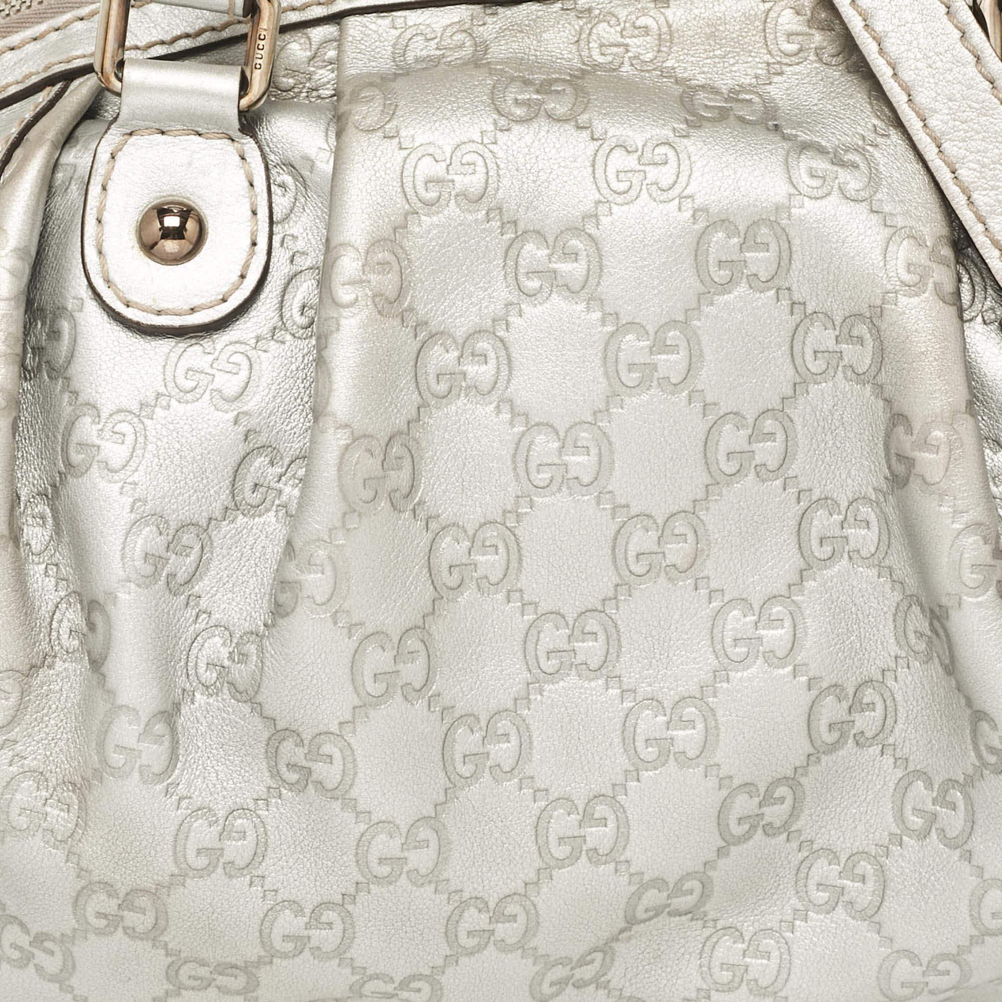 Gucci Silver Guccissima Leather Sukey Satchel 1