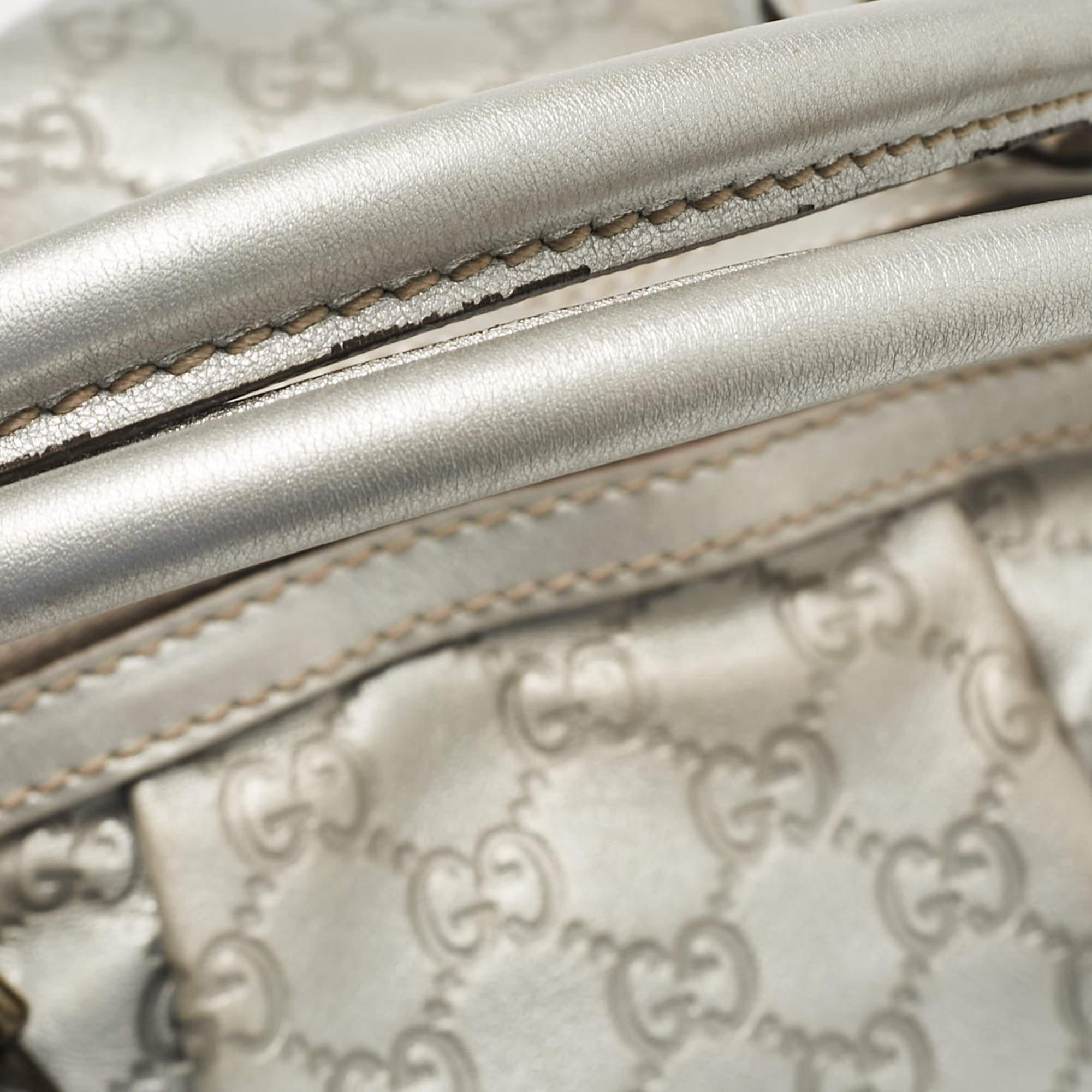 Gucci Silver Guccissima Leather Sukey Satchel 3