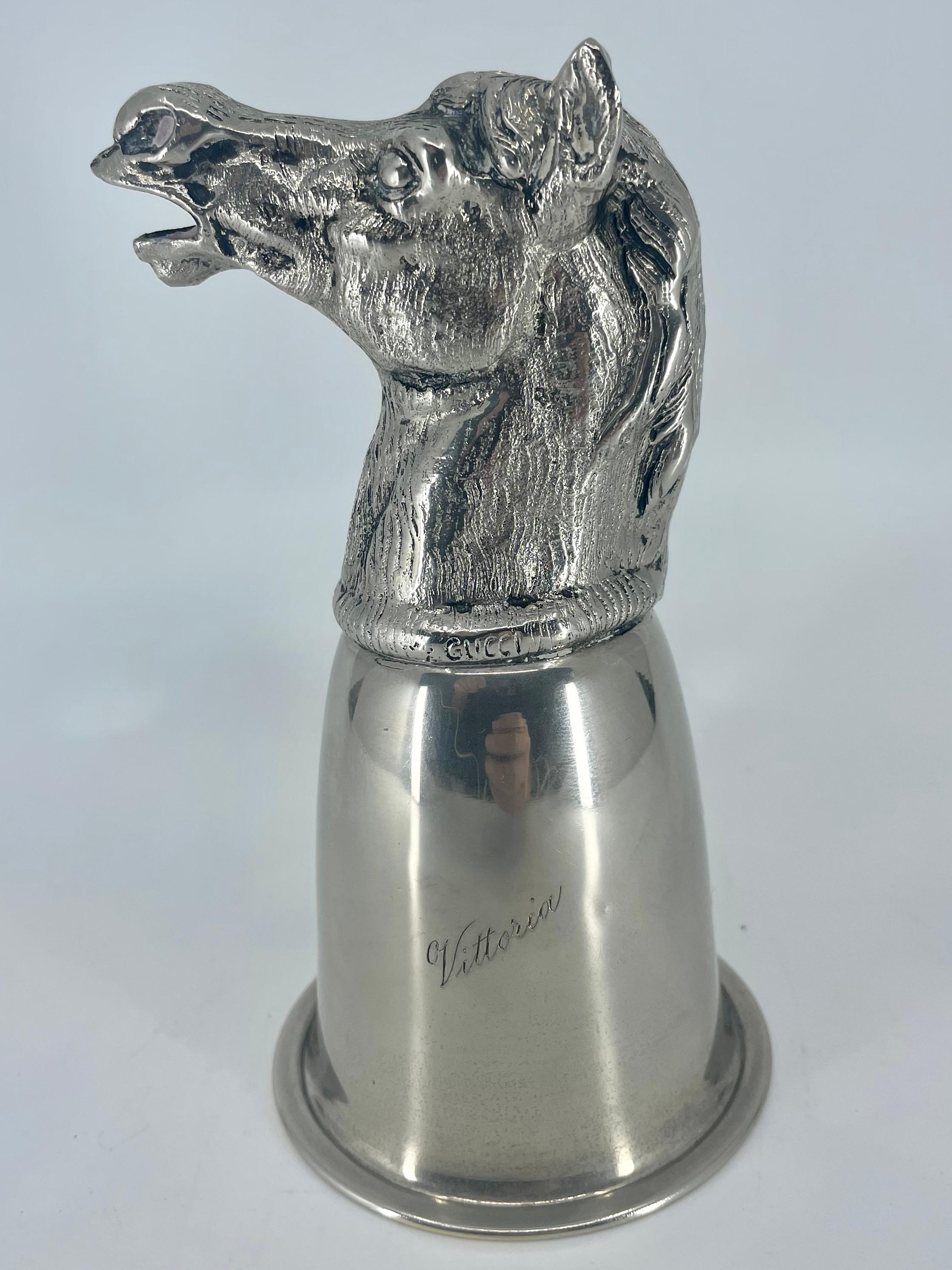 Silver Plate Gucci Silver Horse Stirrup Cup For Sale
