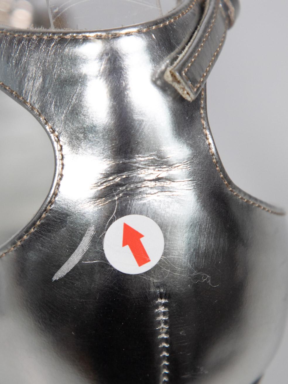 Gucci Silver Horsebit Ankle Strap Wedges Size US 8 2