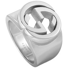 Gucci Gourmette Silver Interlocking G Ring, Size 13 YBC6615130010