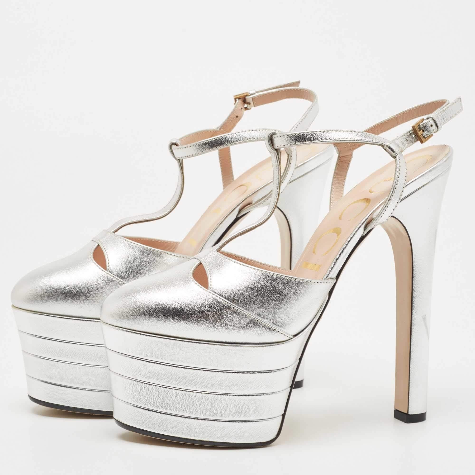 gucci silver heels