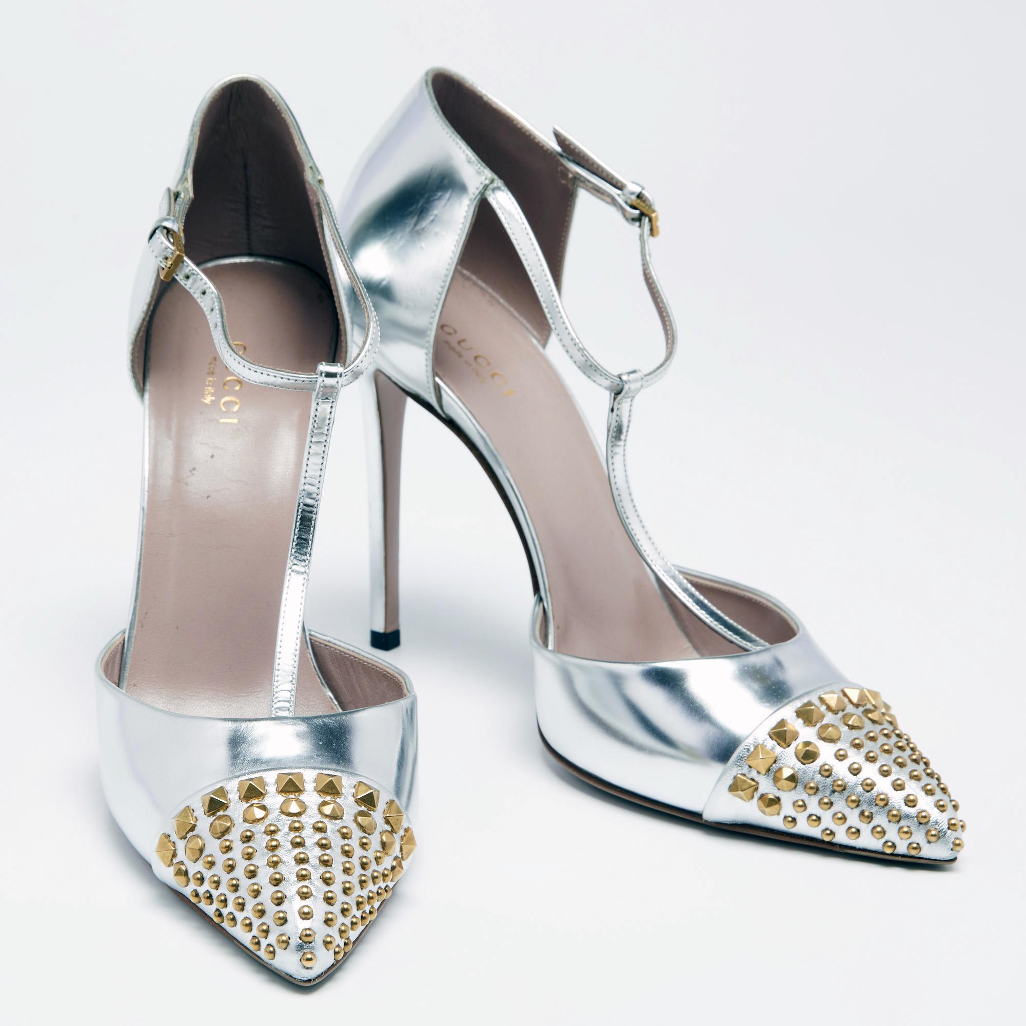 silver gucci heels