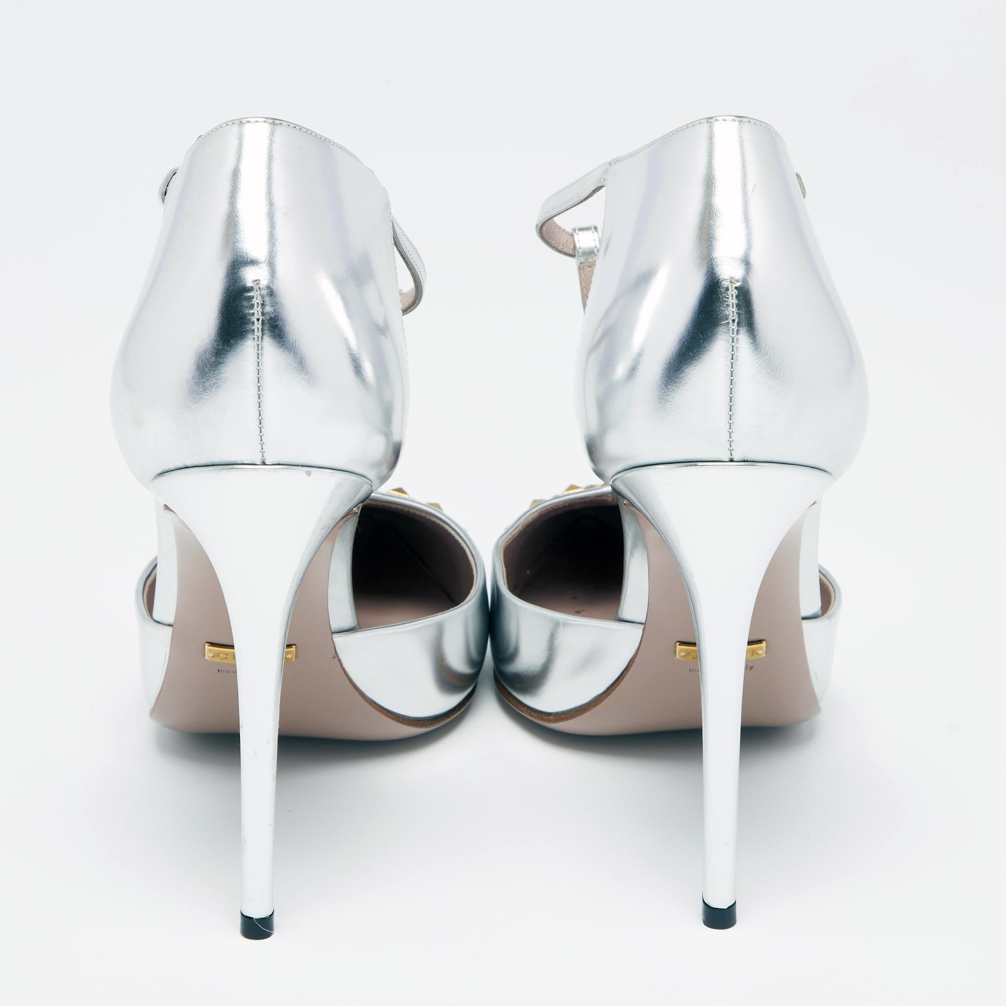gucci silver heels