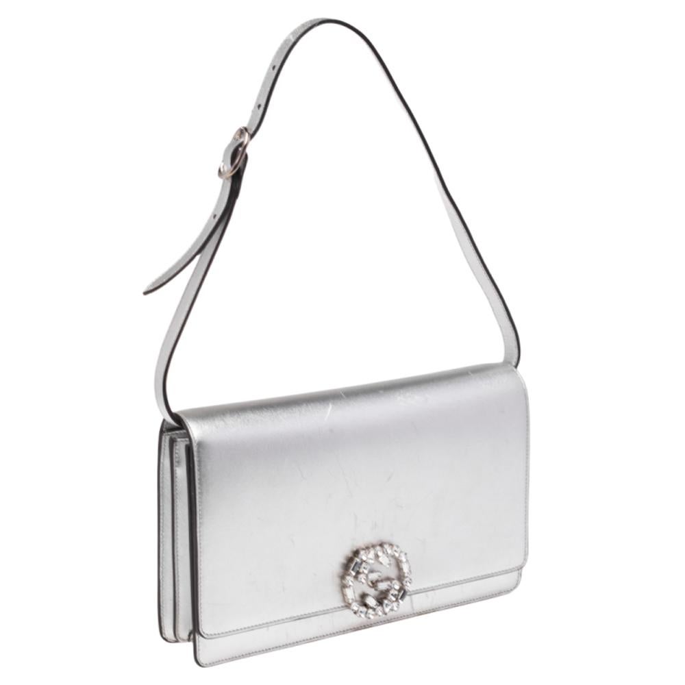 gucci silver clutch