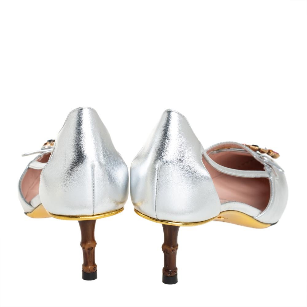 gucci silver heels
