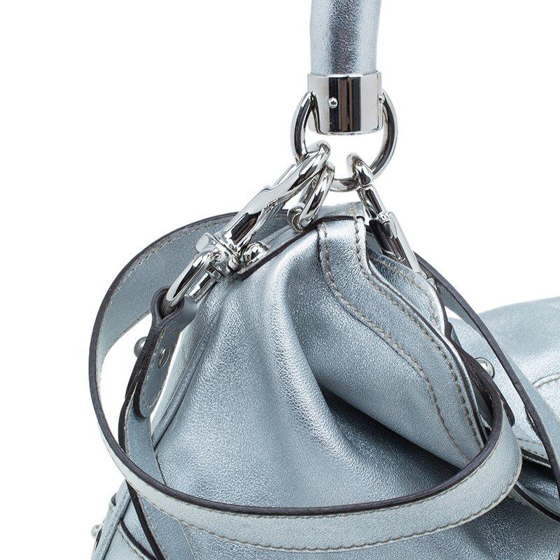 Gucci Silver Leather Indy Top Handle Hobo Bag 7