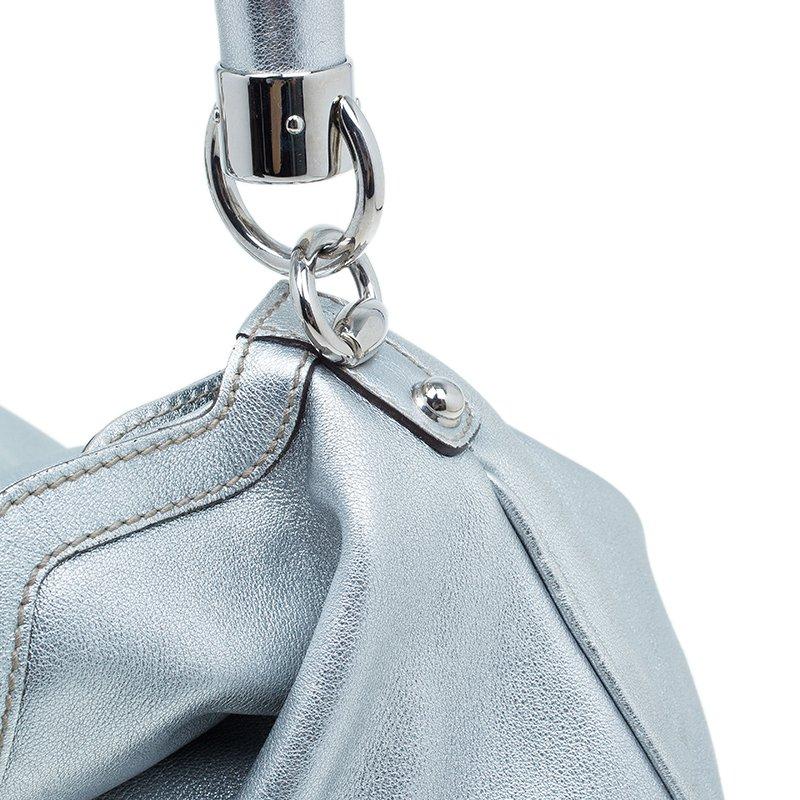 Gucci Silver Leather Indy Top Handle Hobo Bag 5