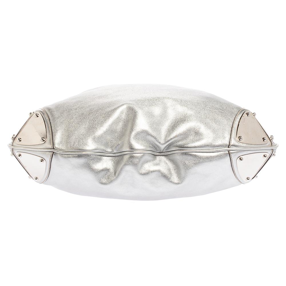 Gucci Silber Leder Große Babouska Indy Hobo 7