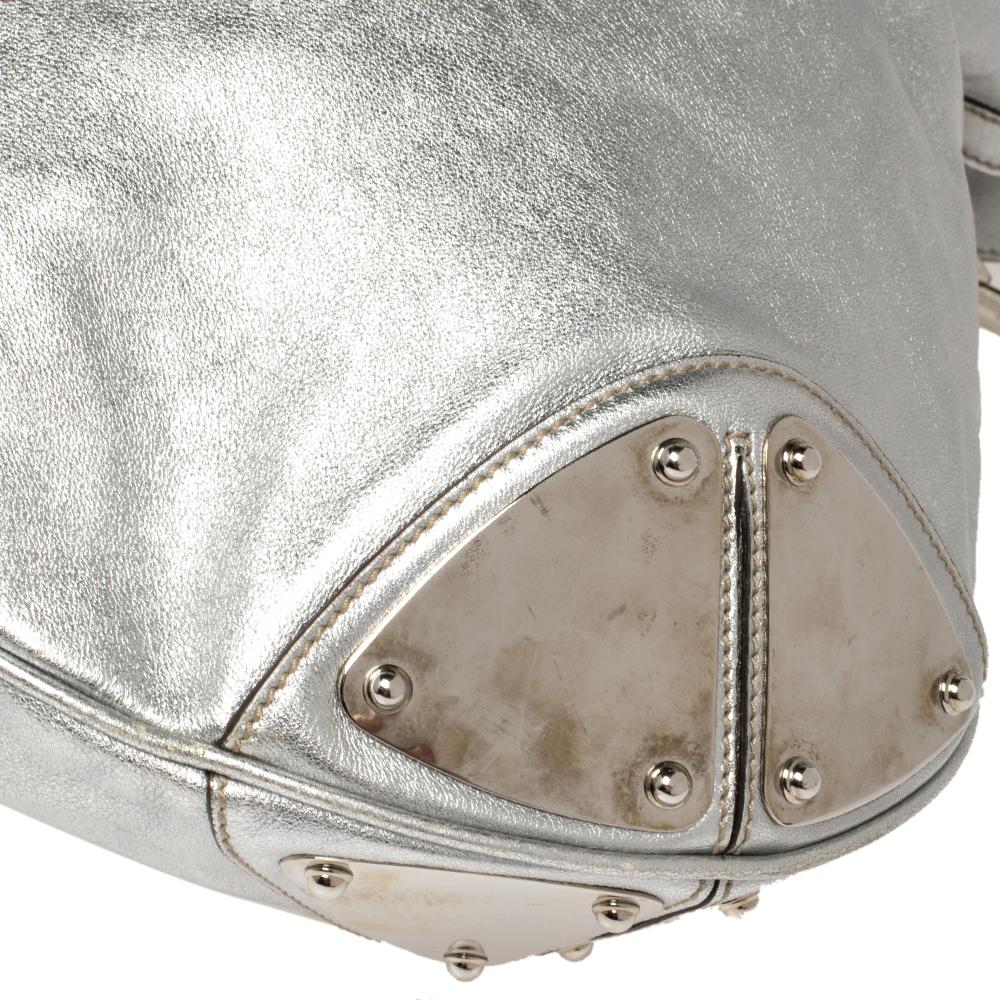 Großes Babouska Indy Hobo-Stück aus Silberleder von Gucci 8