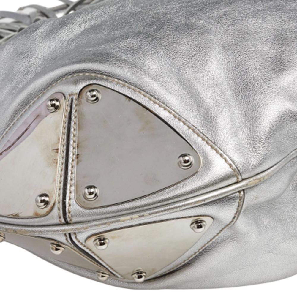 Gucci Silver Leather Large Babouska Indy Hobo 3