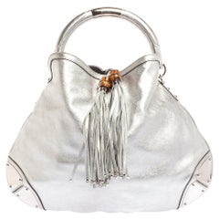 Gucci Silver Leather Large Babouska Indy Hobo