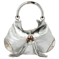 Gucci Silver Leather Large Babouska Indy Hobo