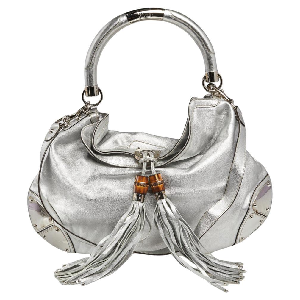 At accelerere grave silke Gucci Silver Leather Large Babouska Indy Hobo at 1stDibs | gucci bunny bag