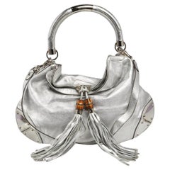 Gucci Silver Leather Large Babouska Indy Hobo