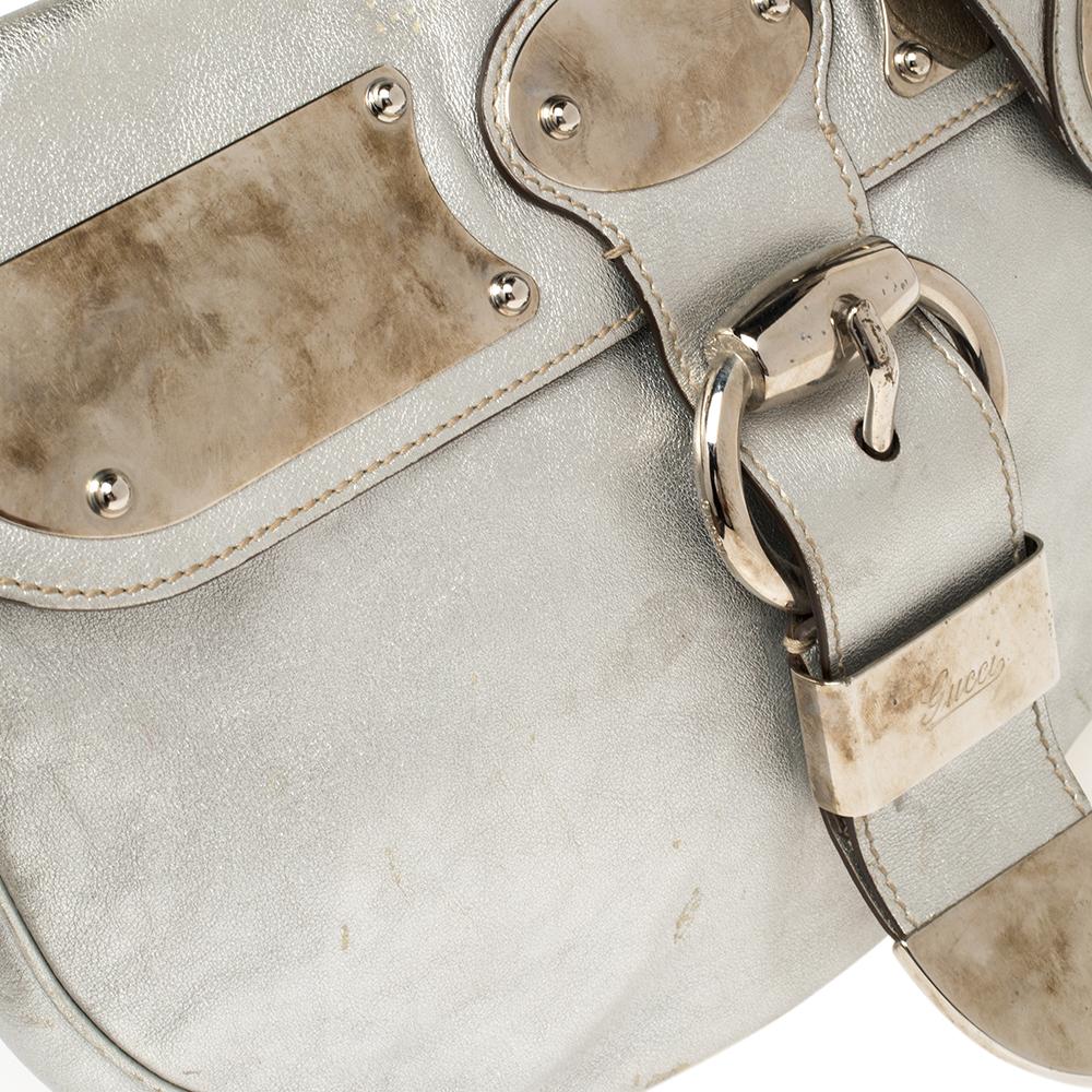 Gucci Silver Leather Romy Shoulder Bag 1