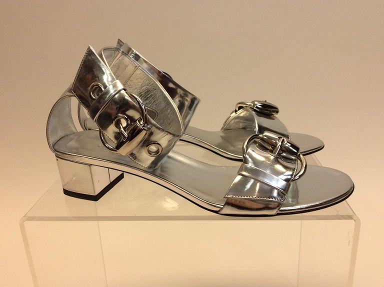Gucci Silver Leather Sandal NEW For Sale at 1stDibs