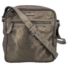Gucci Silver Metal GG Monogram Imprime Coated Canvas Messenger Bag