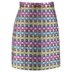 Gucci Silver Metallic 'G' Monogram Skirt IT42