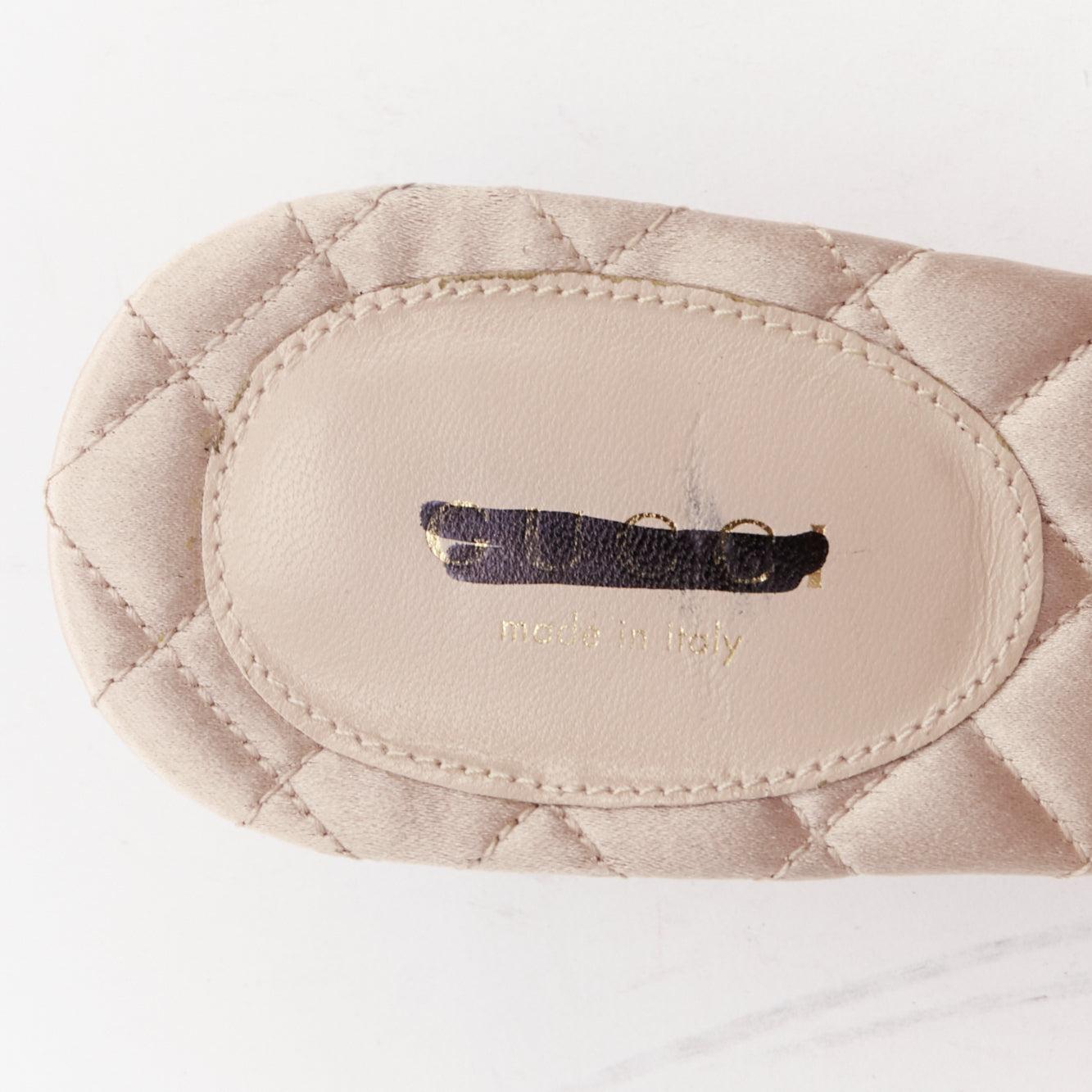 GUCCI plata cuero metálico oro cristal horsebit hebilla zapatilla tacones EU37 en venta 4