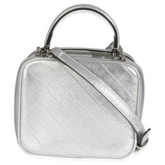 Gucci Silver Metallic Sakai Be Green Calfskin Diagonal Stitched Blondie Top Hand