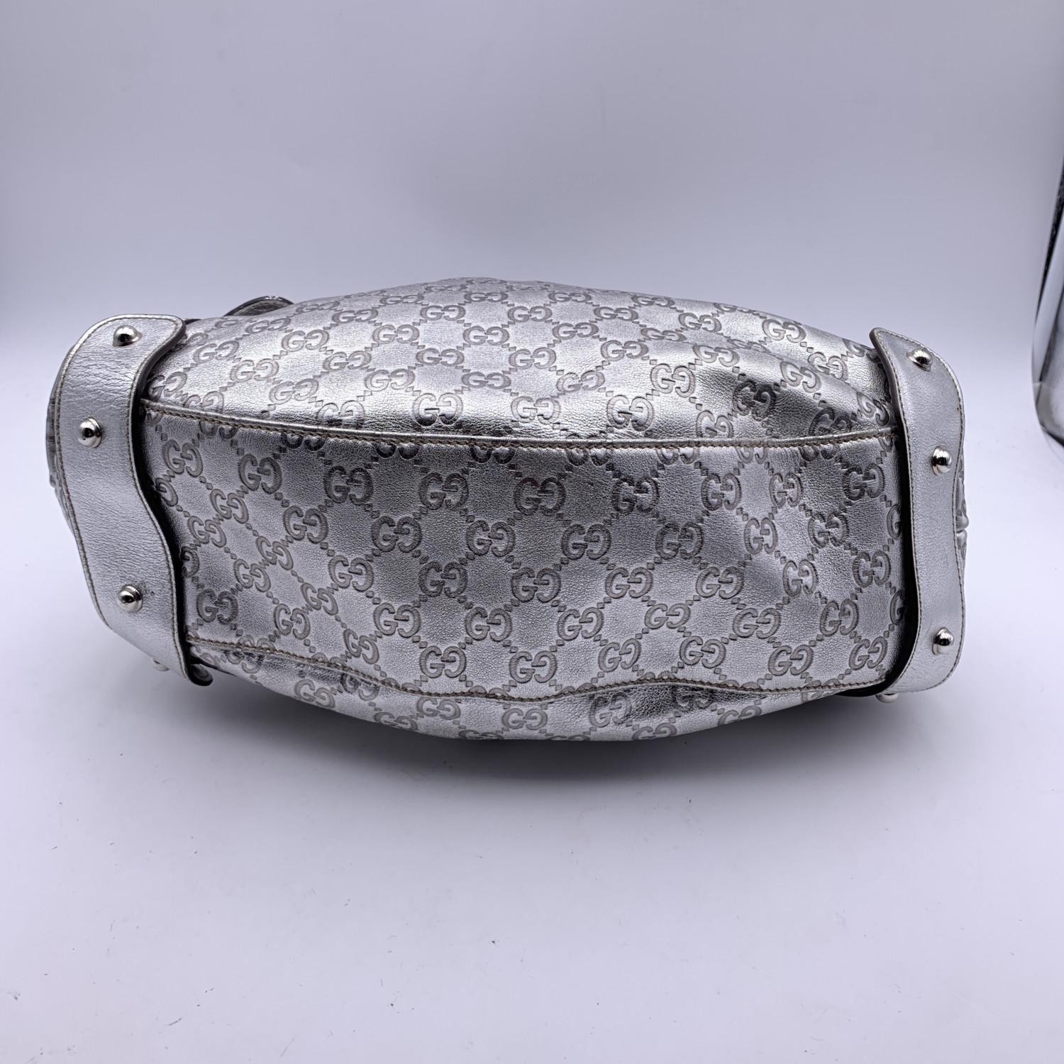 Gucci Silver Monogram Leather Pelham Tote Bag with Horsebit Handbag 1