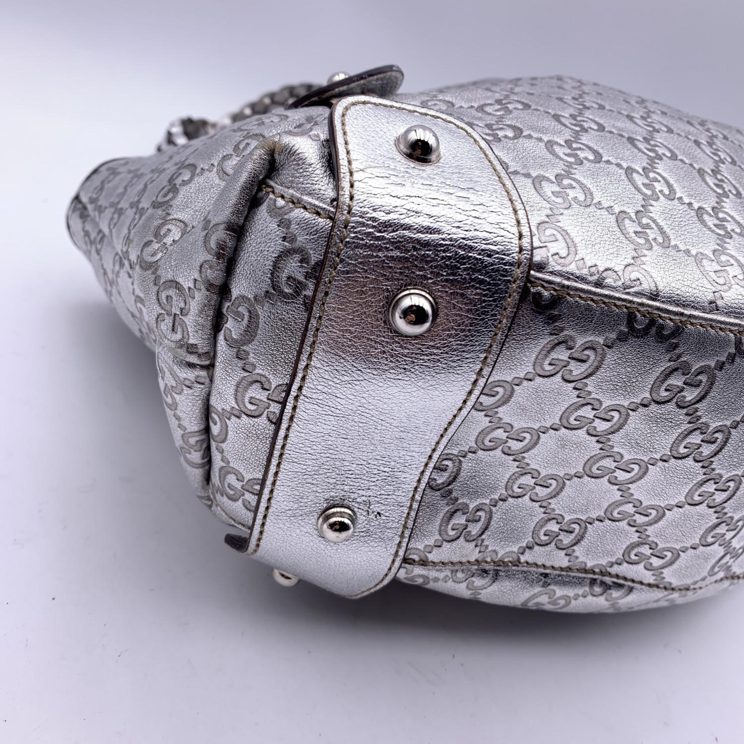 Gucci Silver Monogram Leather Pelham Tote Bag with Horsebit Handbag 2