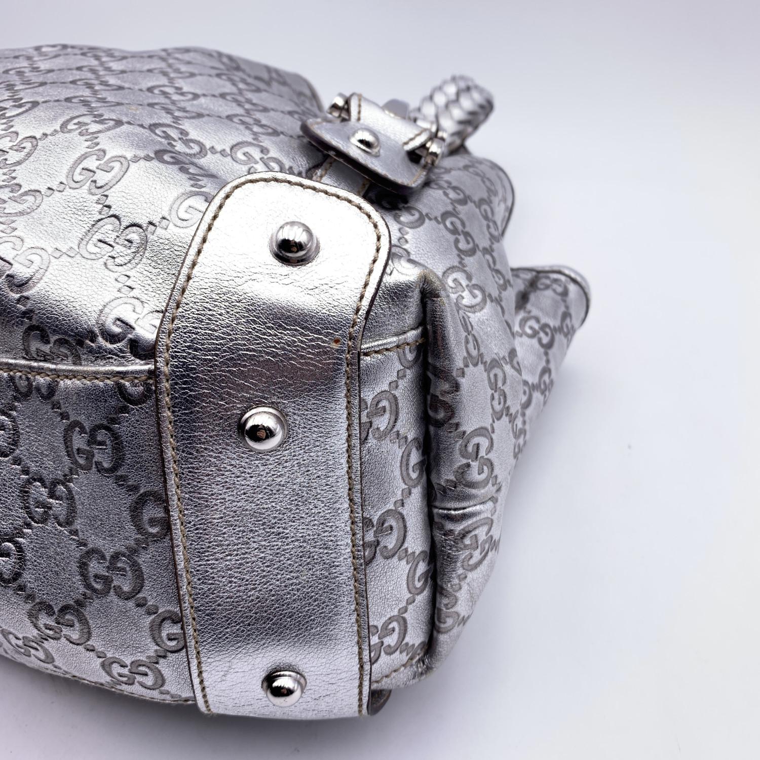 Gucci Silver Monogram Leather Pelham Tote Bag with Horsebit Handbag 3