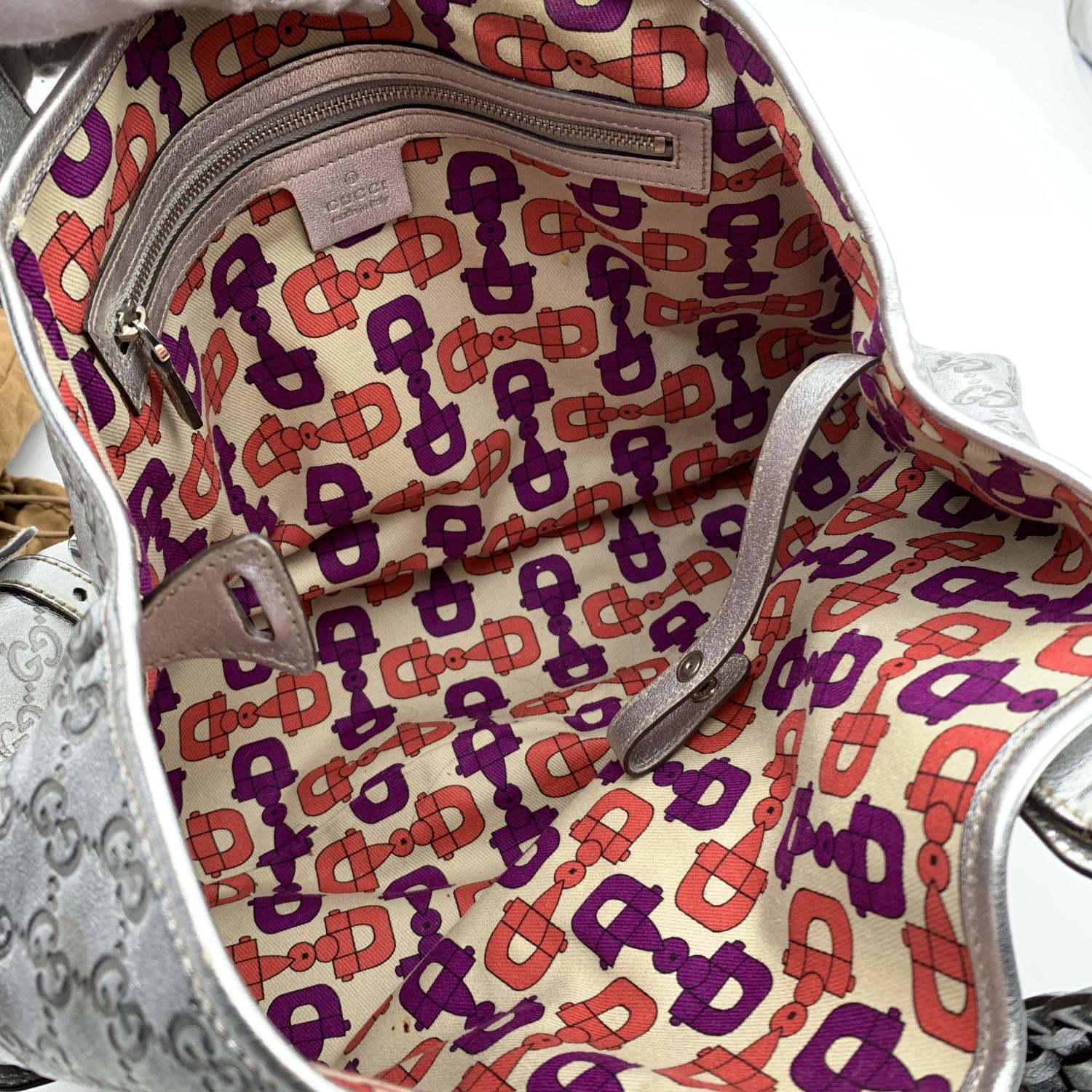 Gucci Silver Monogram Leather Pelham Tote Bag with Horsebit Handbag 4