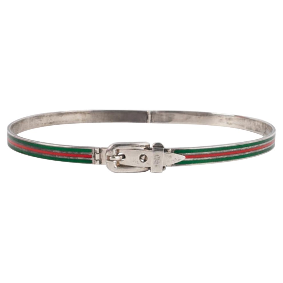 A. Silver Collana con smalto verde e rosso di Gucci