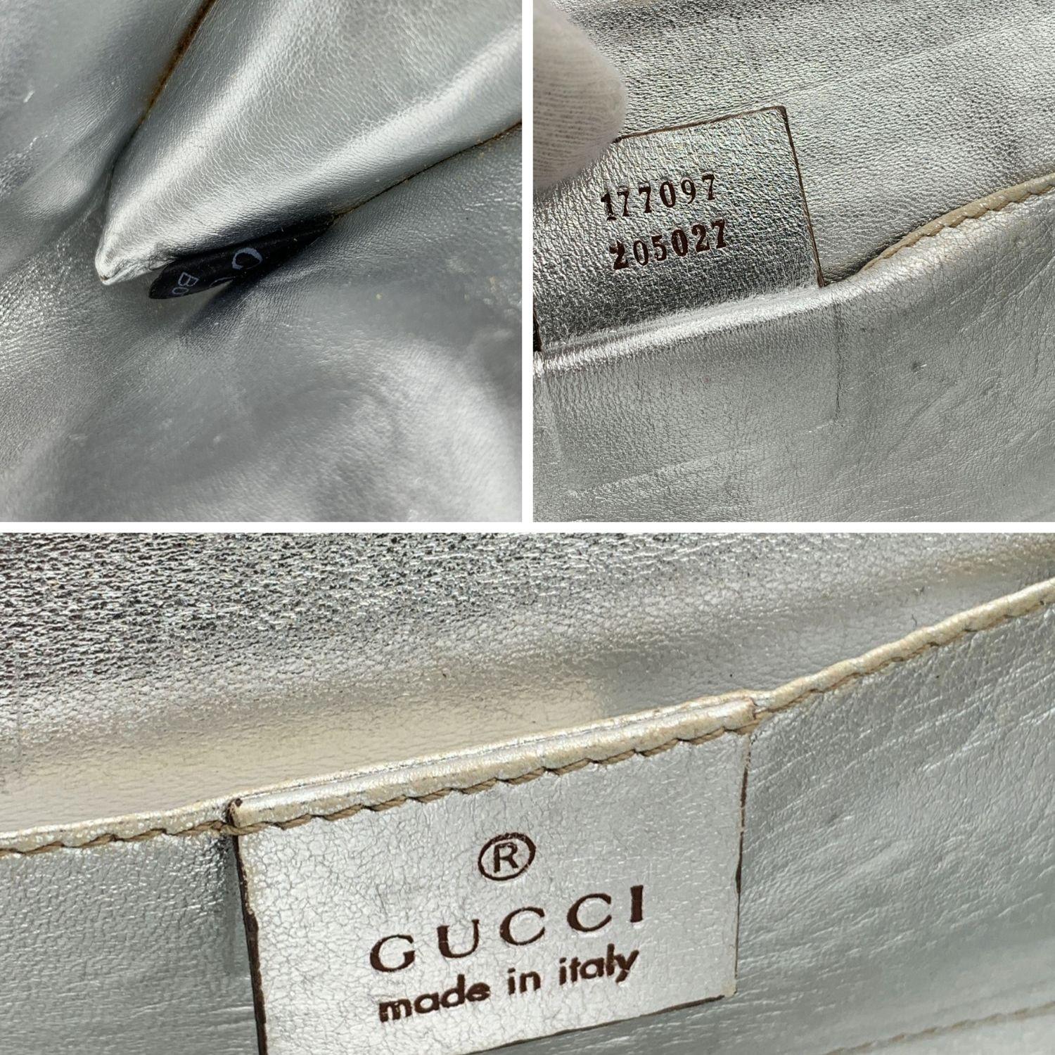 Black Gucci Silver Patent Leather Mirror Clutch Bag Handbag