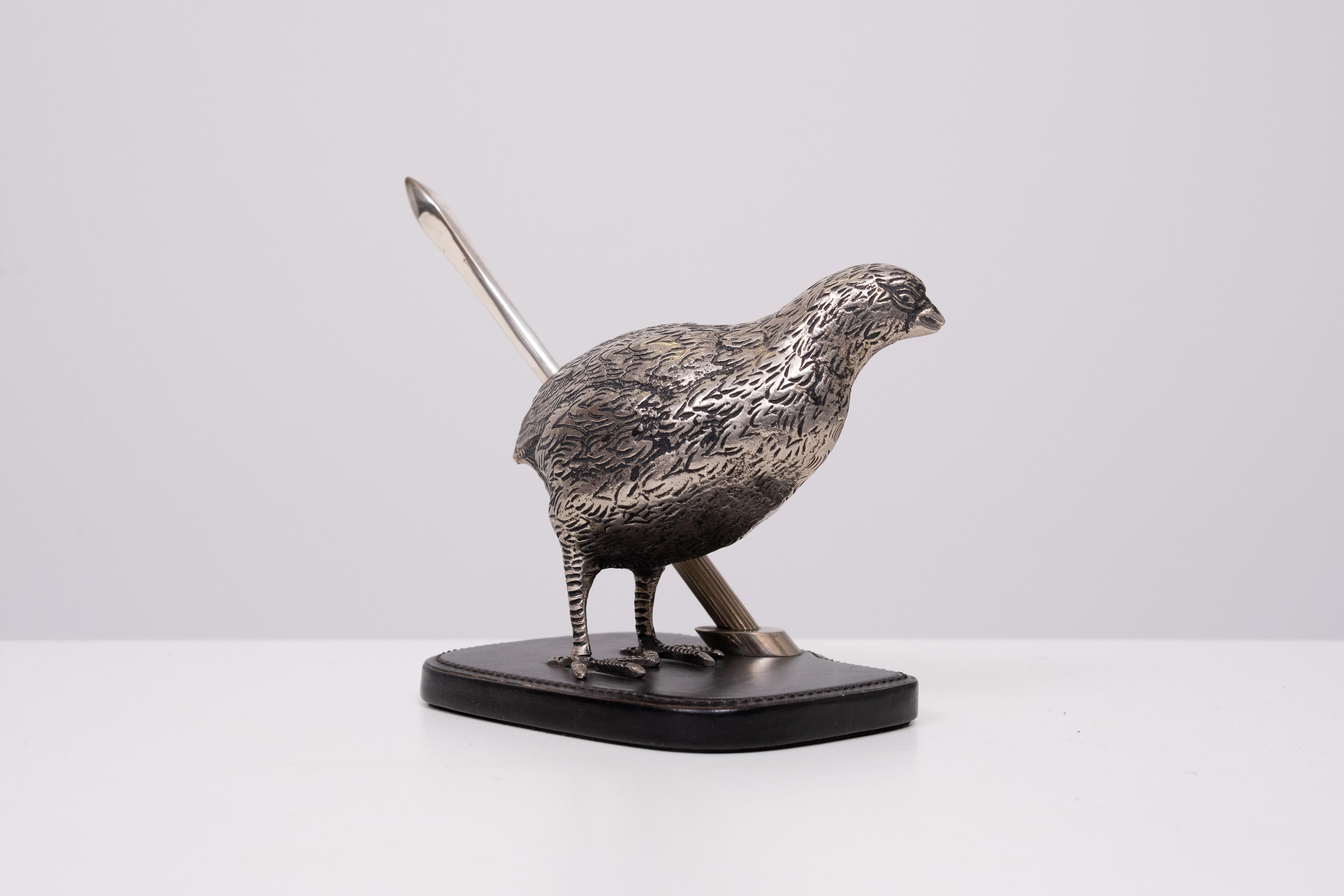 Gucci Silver plate Quail Penholder  1970s Italy For Sale 3