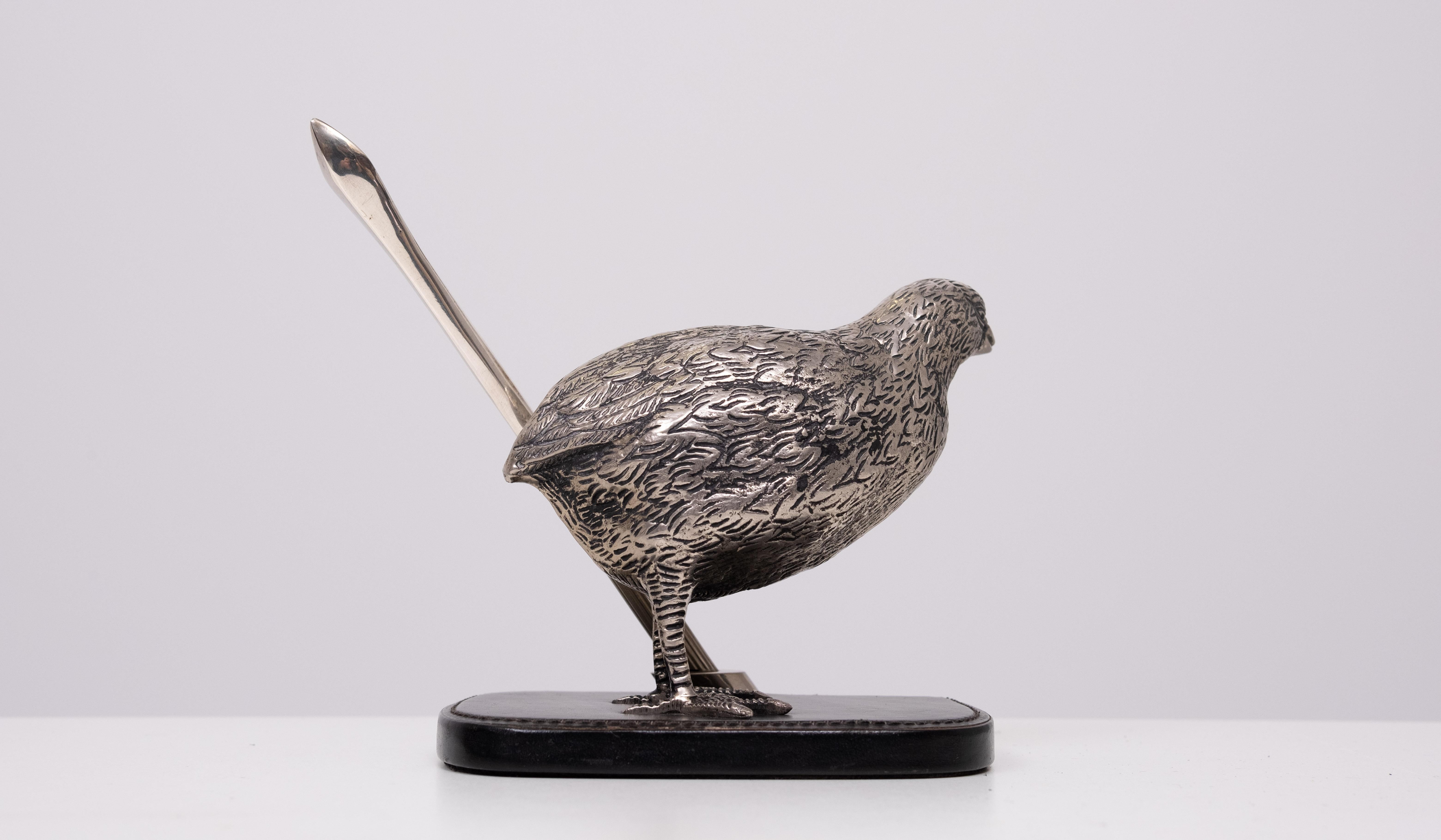 Gucci Silver plate Quail Penholder  1970s Italy For Sale 4