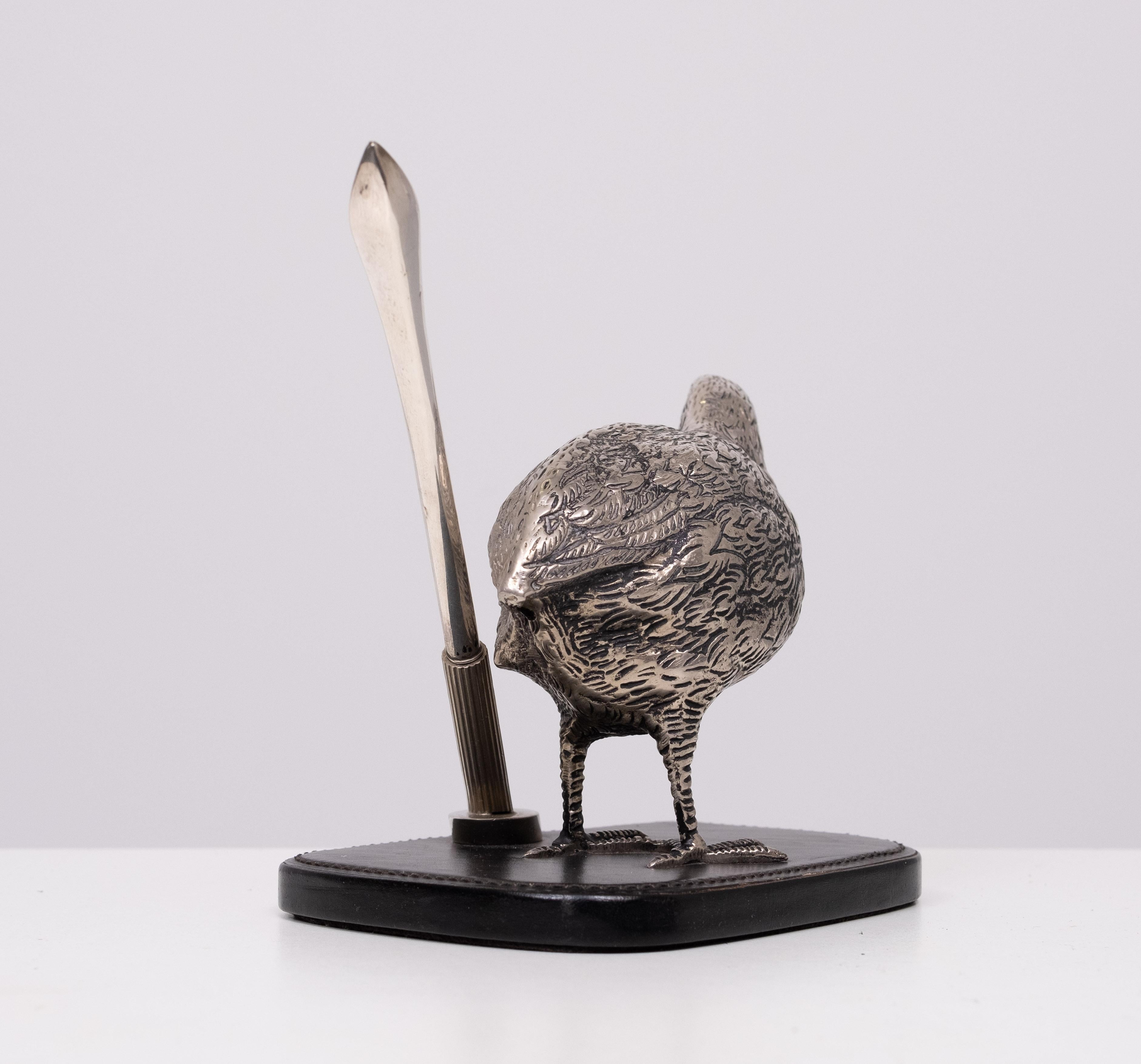 Gucci Silver plate Quail Penholder  1970s Italy For Sale 5