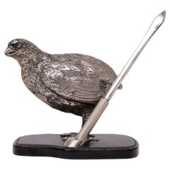Gucci Silver plate Quail Penholder  1970s Italy