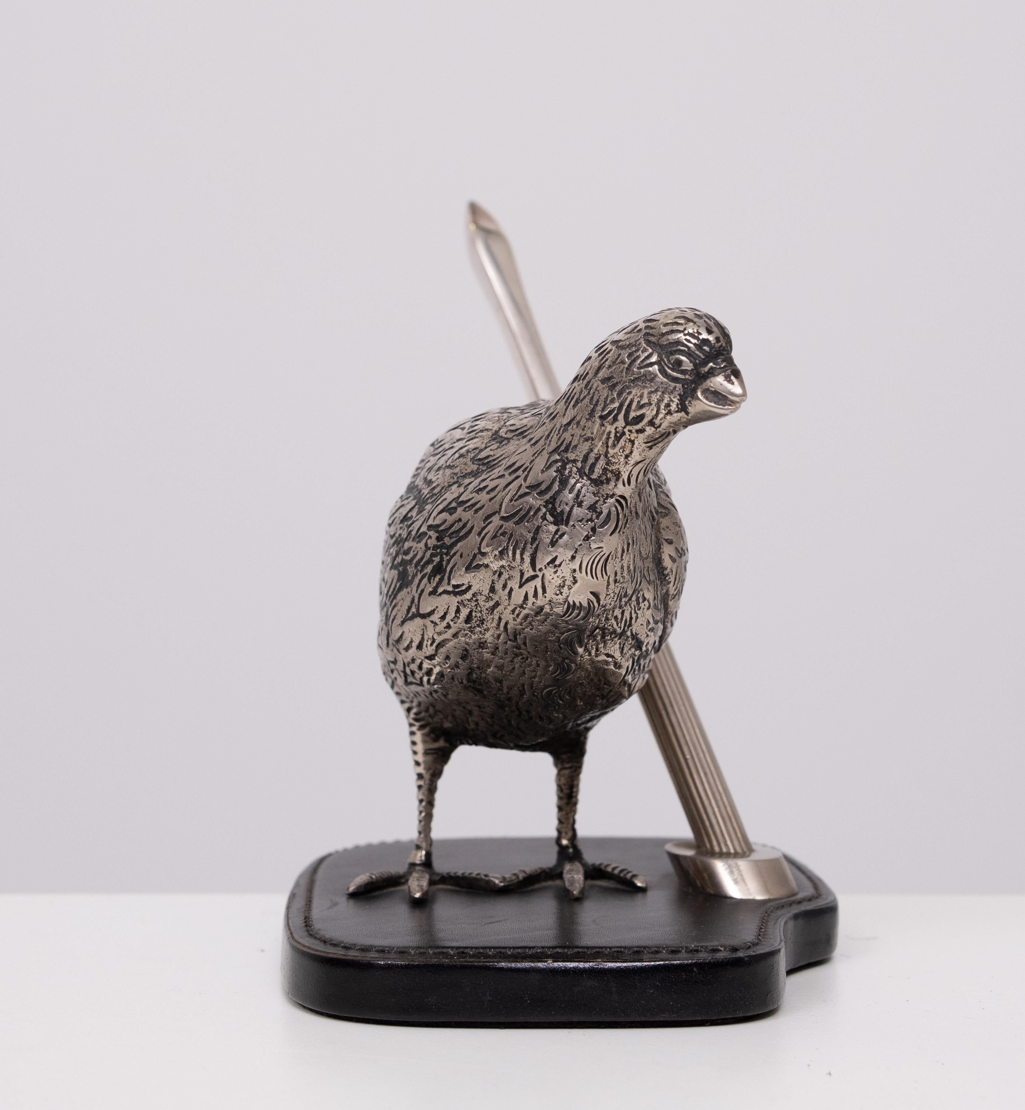Late 20th Century Gucci Silver plate Quail Penholder  1970s Italy For Sale