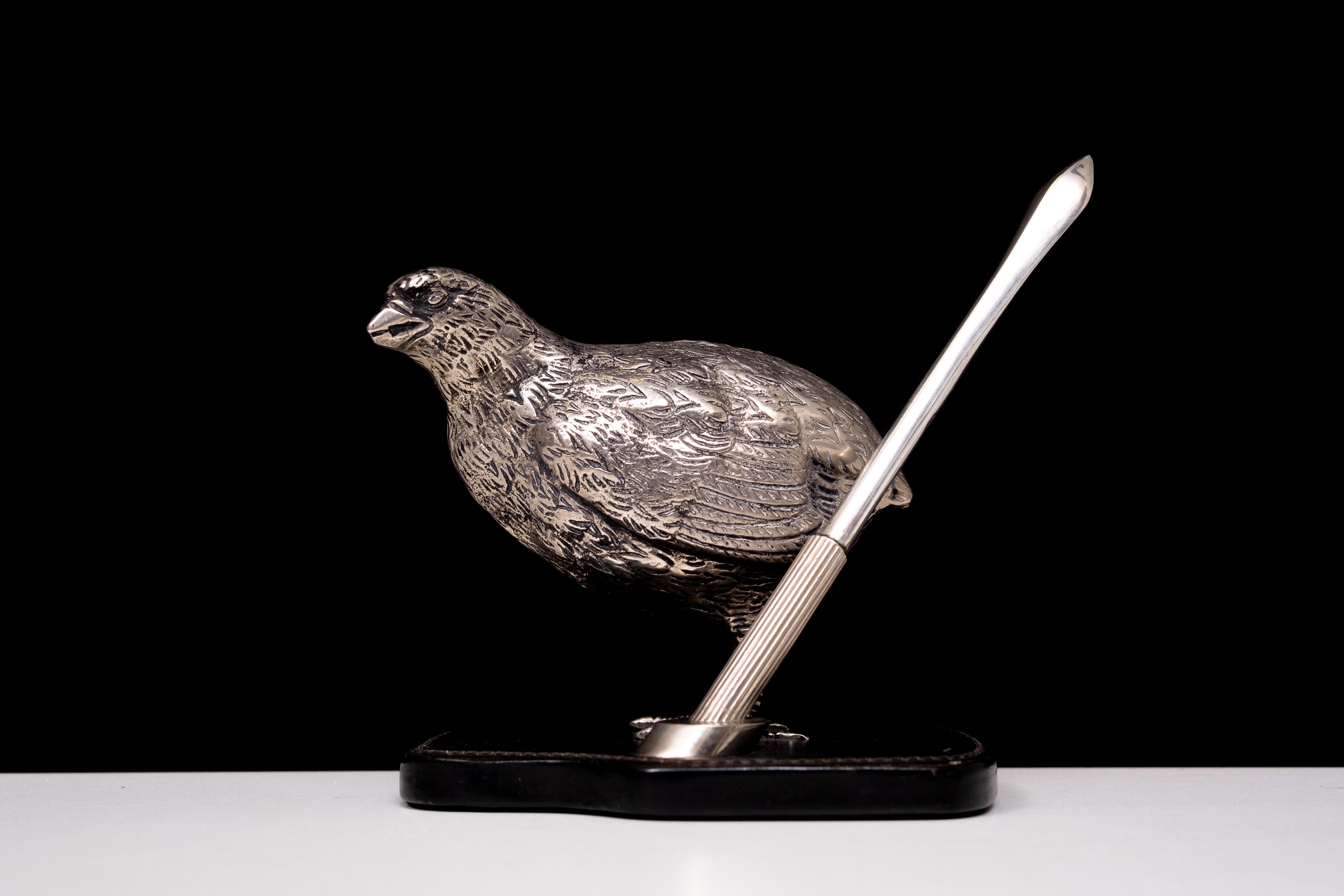 Gucci Silver plate Quail Penholder  1970s Italy For Sale 2