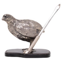 Gucci Silver plate Quail Penholder  1970s Italy