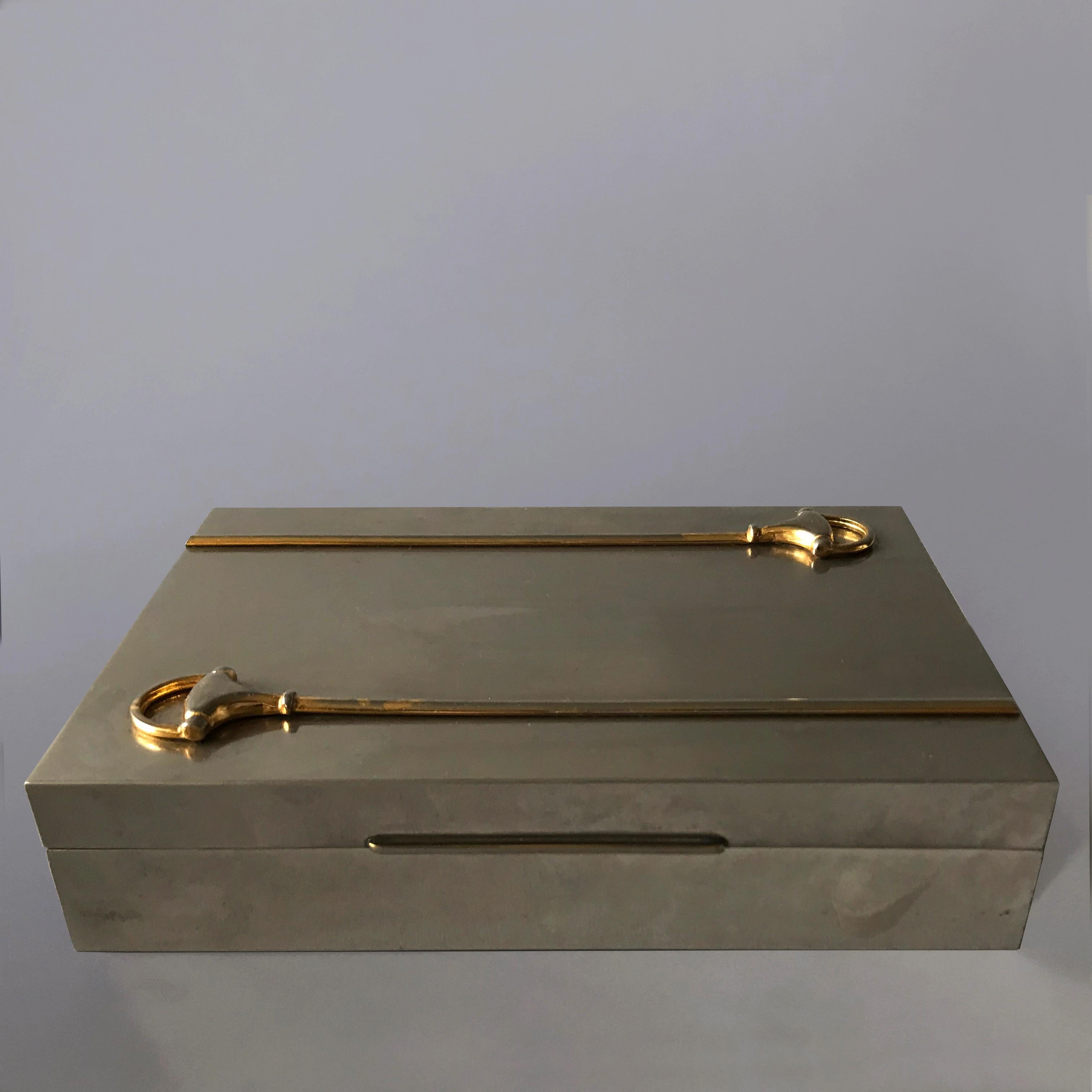 French Gucci Silver Plated Box with Gold Plated Detail